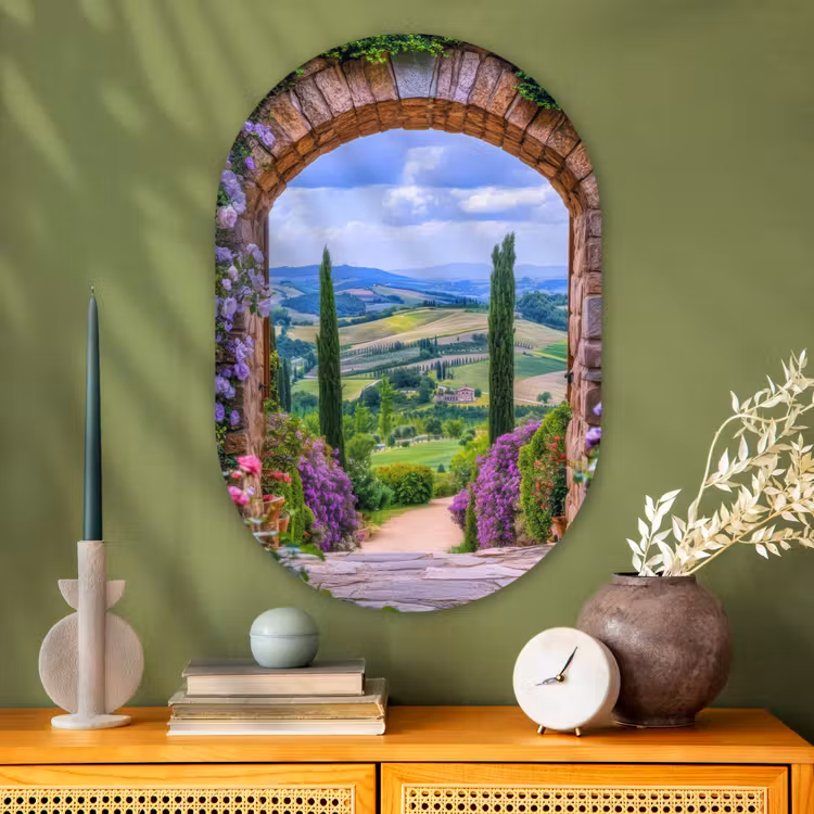 Muurovaal - Glas - Doorkijk - Toscane - Landschap - Poort — 2