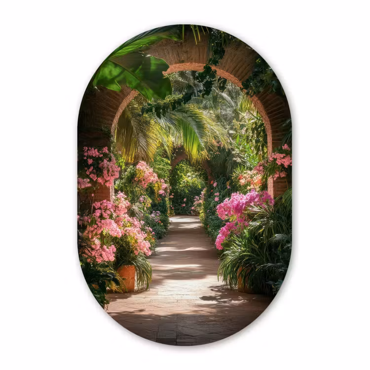 Muurovaal - Glas - Doorkijk - Tropisch - Bloemen - Natuur — 1