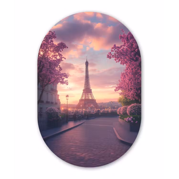 Muurovaal - Glas - Eiffeltoren - Parijs - Roze — 1