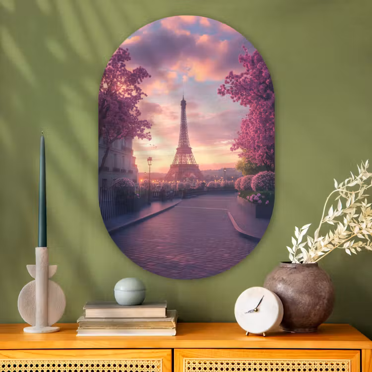 Muurovaal - Glas - Eiffeltoren - Parijs - Roze — 2