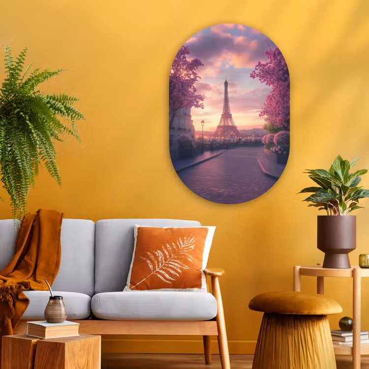 Muurovaal - Glas - Eiffeltoren - Parijs - Roze — 3