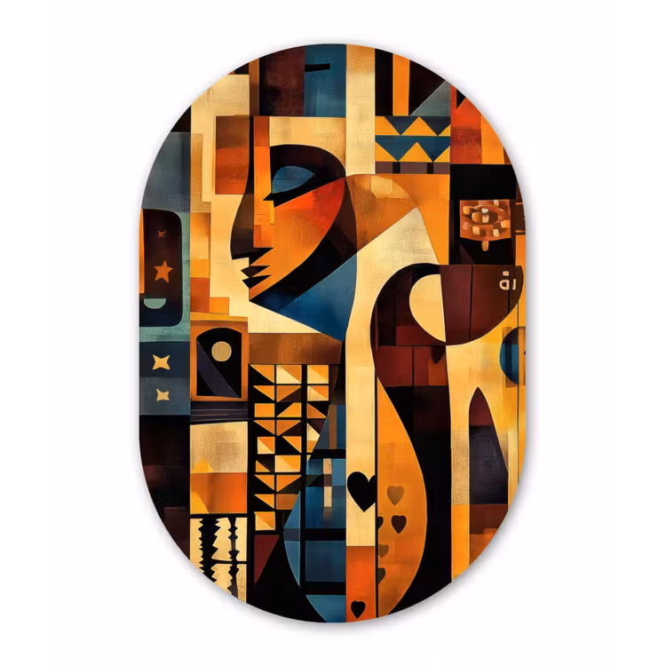 Muurovaal - Glas - Figuren - Abstract - Symbolen — 1