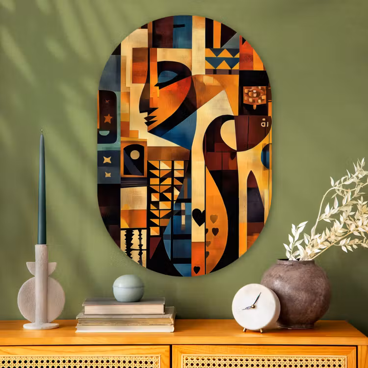 Muurovaal - Glas - Figuren - Abstract - Symbolen — 2