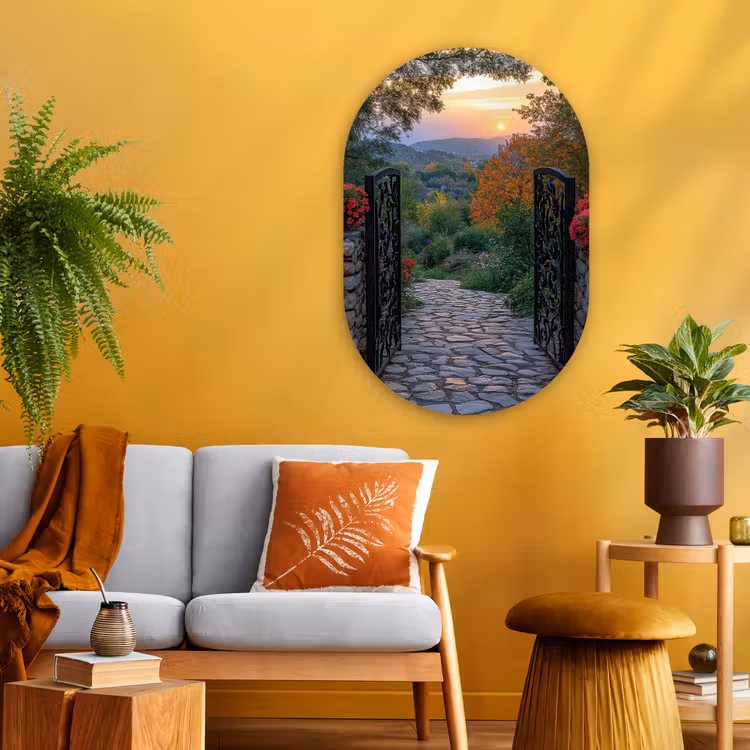 Muurovaal - Glas - Landschap - Hek - Pad - Zonsondergang - Natuur — 3