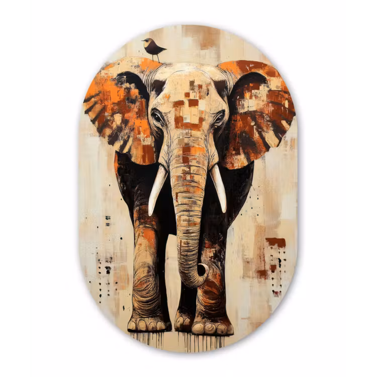 Muurovaal - Glas - Olifant - Slurf - Mozaïek - Abstract — 1