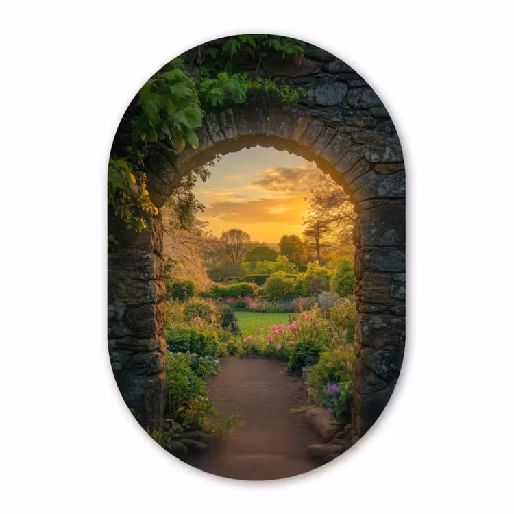 Muurovaal - Glas - Poort - Planten - Zonsondergang — 1