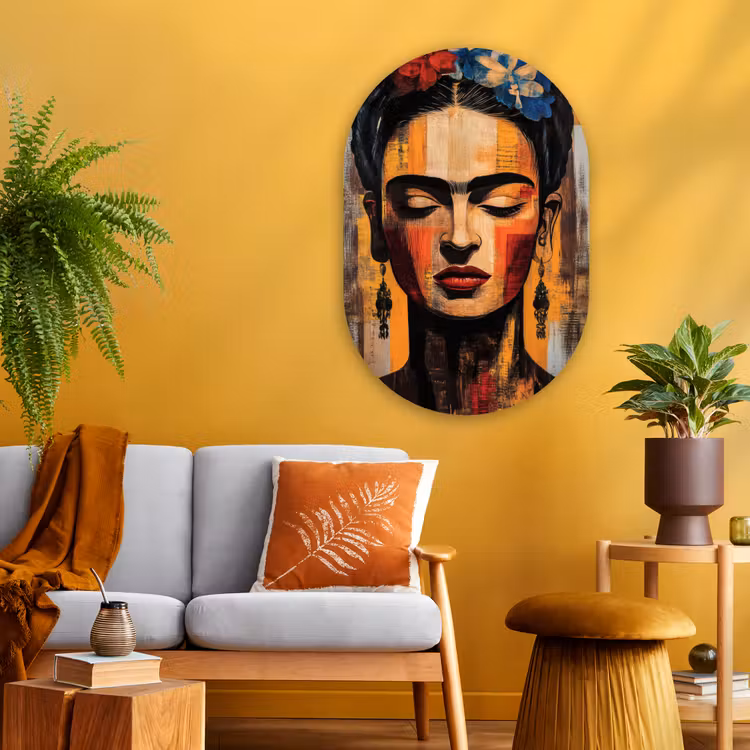 Muurovaal - Glas - Portret - Vrouw - Bloemen — 3