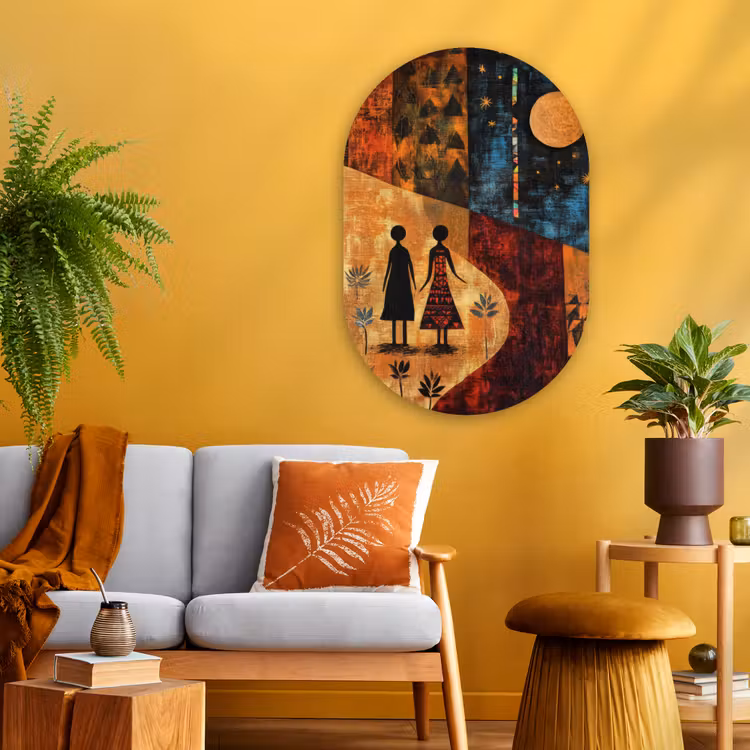 Muurovaal - Glas - Silhouetten - Abstract - Zon - Maan — 3