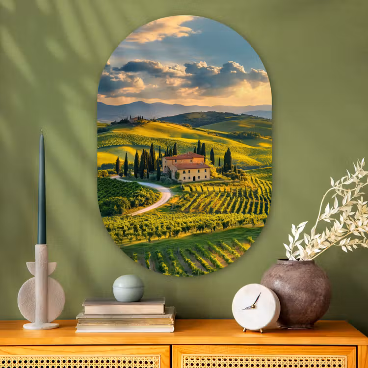 Muurovaal - Glas - Toscane - Landschap - Wijngaarden — 2