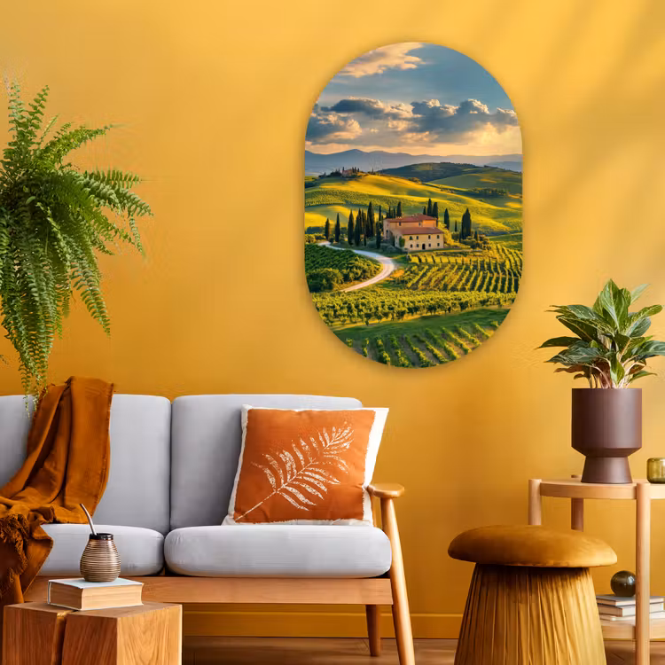 Muurovaal - Glas - Toscane - Landschap - Wijngaarden — 3