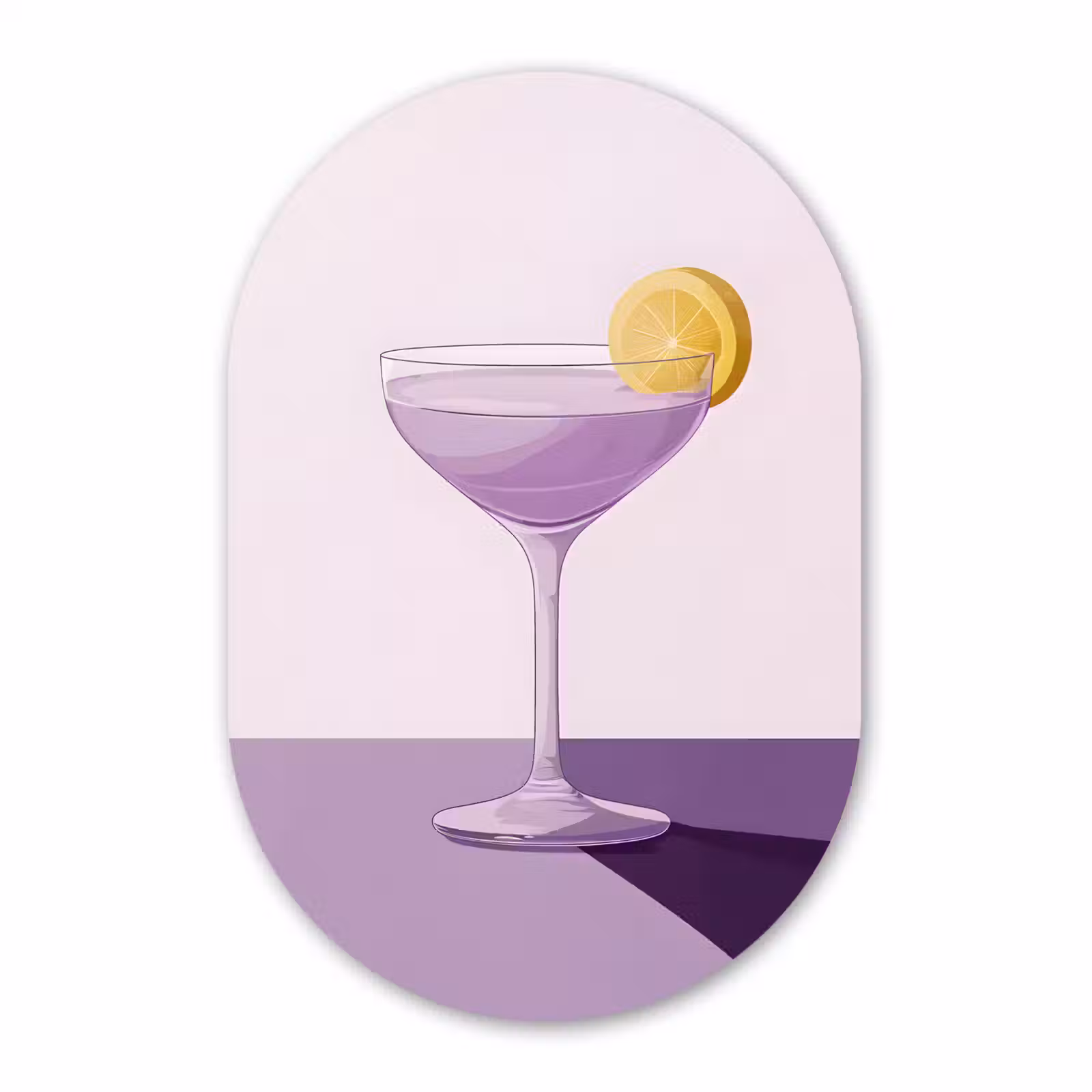 Muurovaal - Glas - Cocktail - Paars - Minimalistisch - Citroen — 1