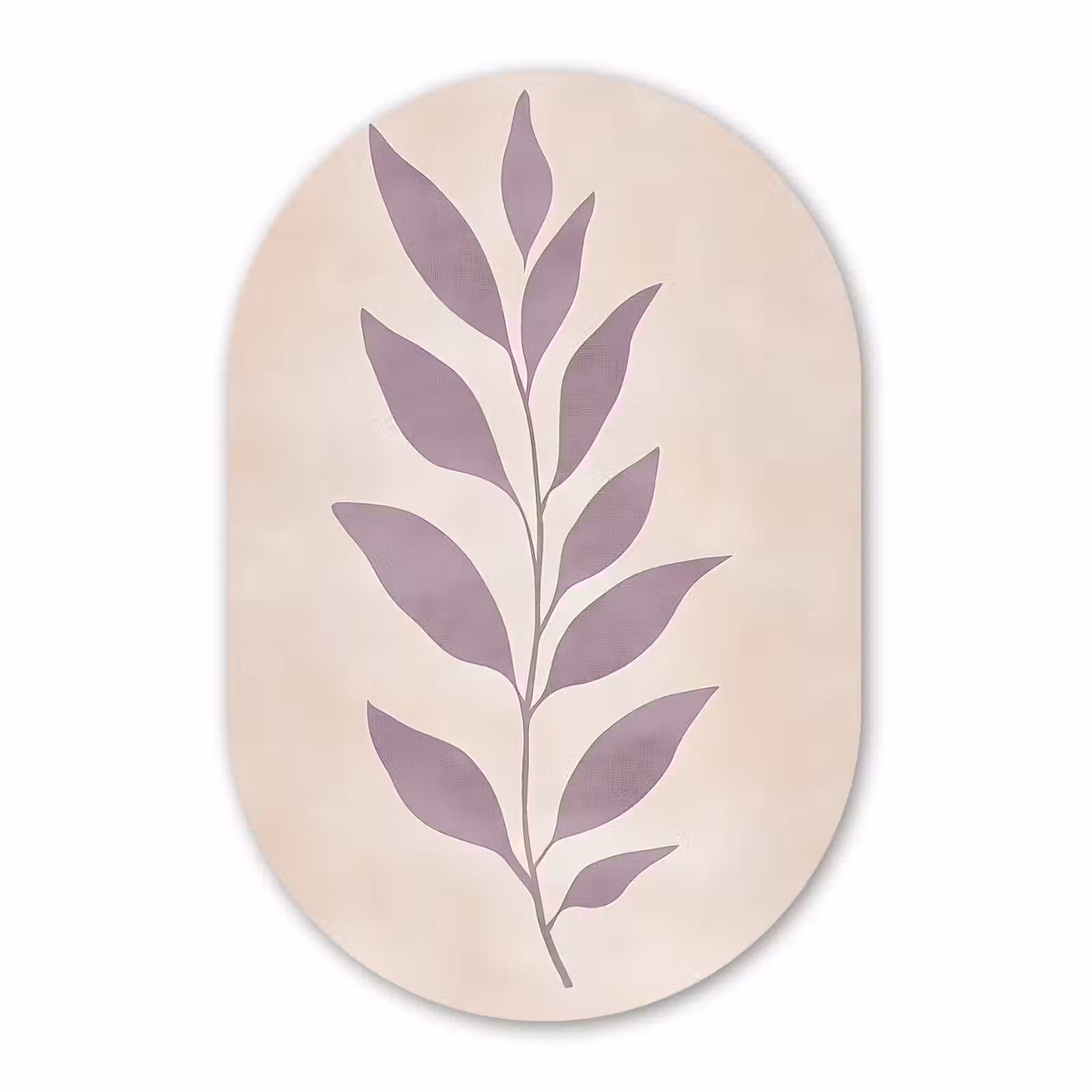 Muurovaal - Glas - Tak - Bladeren - Minimalistisch - Beige — 1