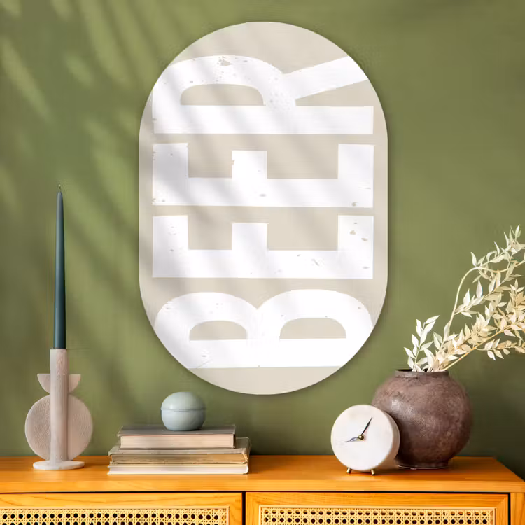 Muurovaal - Glas - Beer - Japandi - Beige - Decoratie — 2