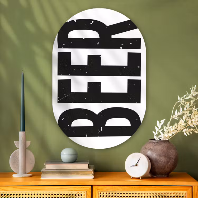 Muurovaal - Glas - Bier - Japandi - Decoratie - Zwart — 2