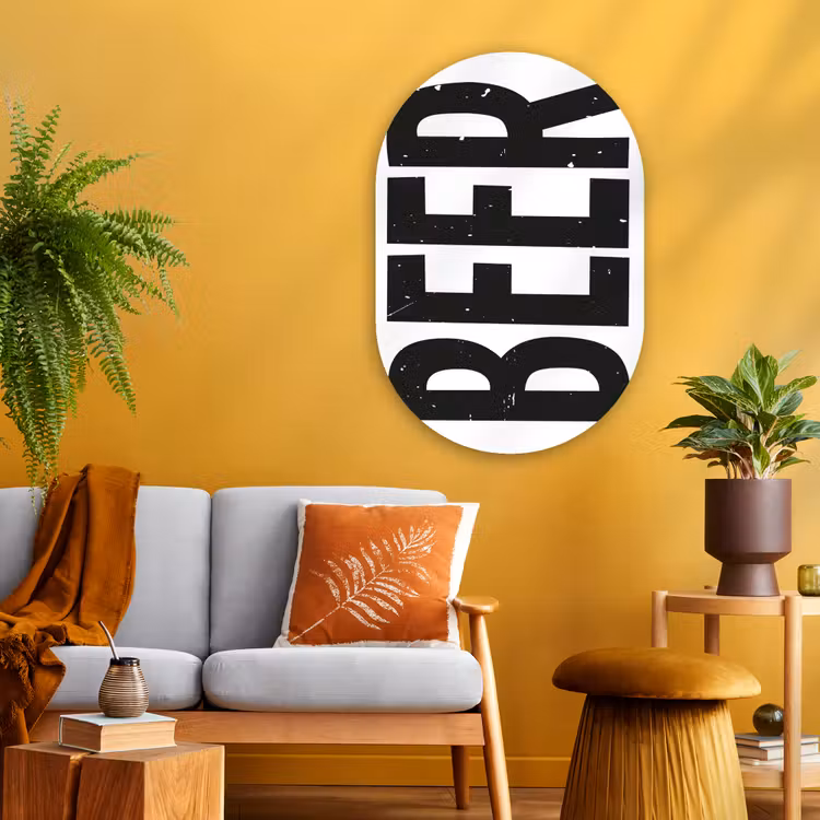 Muurovaal - Glas - Bier - Japandi - Decoratie - Zwart — 3