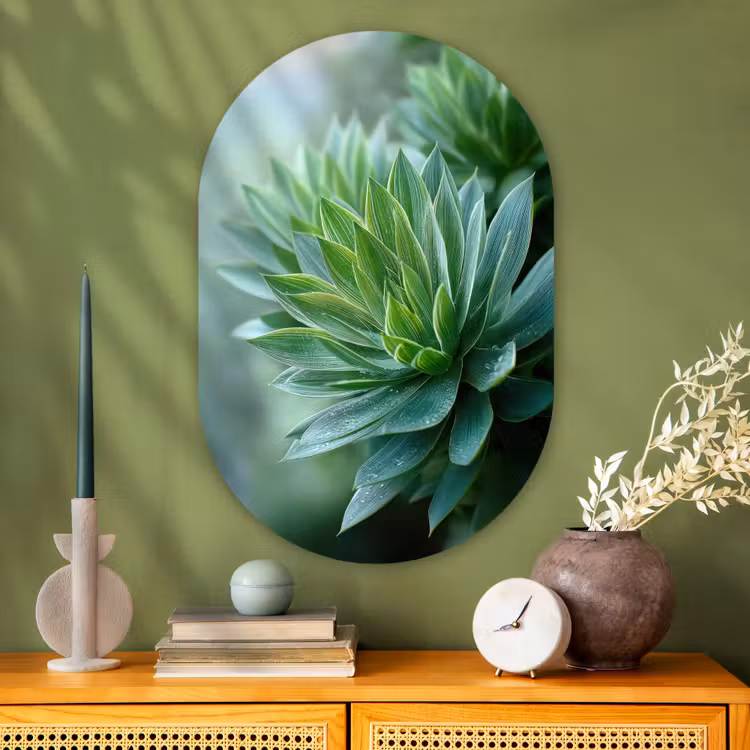 Muurovaal - Glas - Blad - Plant - Groen - Textuur — 2