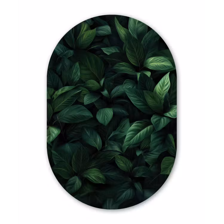 Muurovaal - Glas - Bladeren - Ovaal - Groen - Nerven — 1