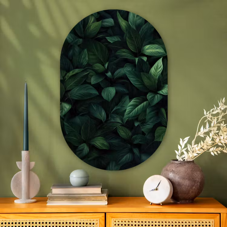Muurovaal - Glas - Bladeren - Ovaal - Groen - Nerven — 2