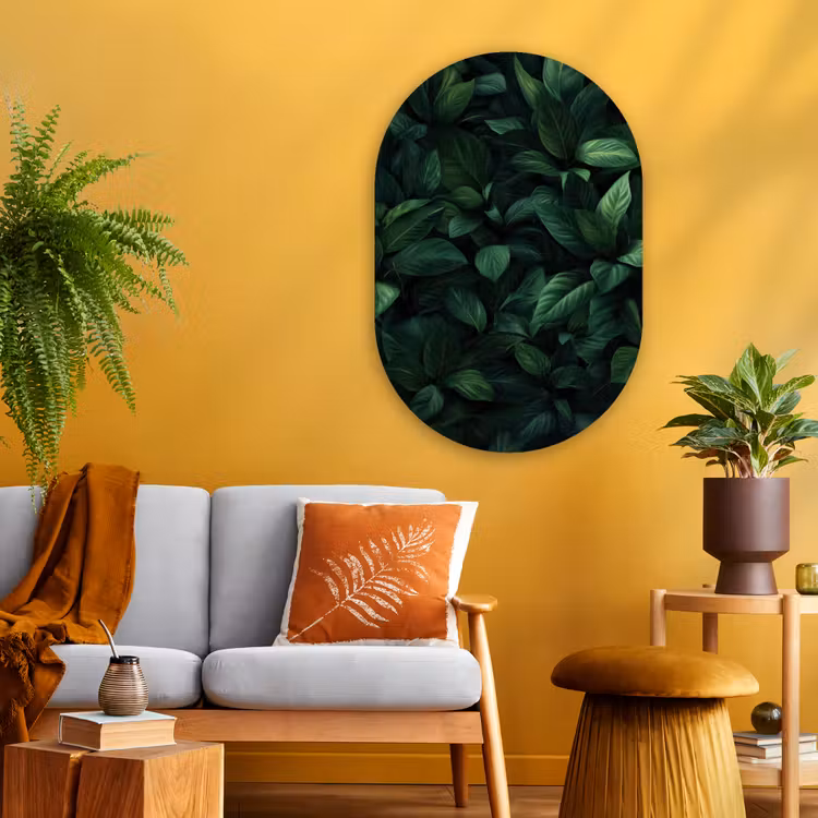 Muurovaal - Glas - Bladeren - Ovaal - Groen - Nerven — 3