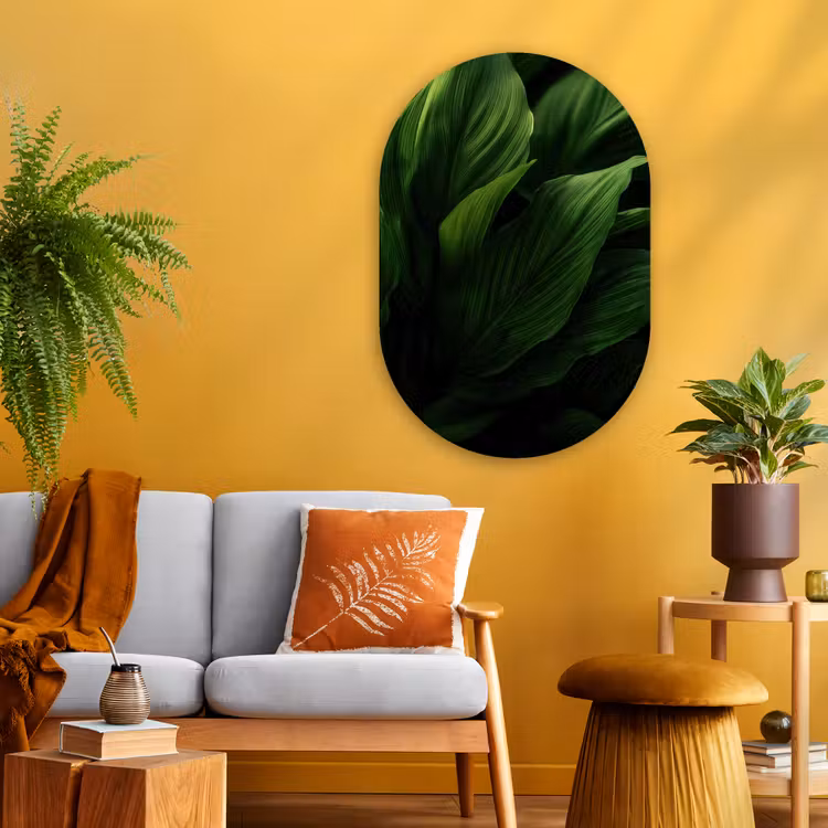 Muurovaal - Glas - Bladeren - Schaduw - Groen - Textuur — 3