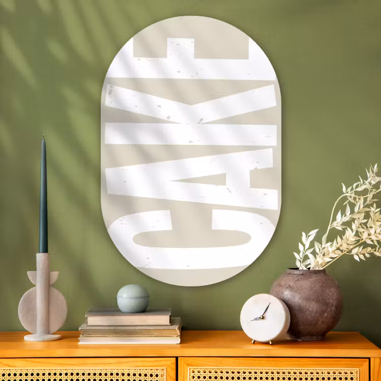 Muurovaal - Glas - Cake - Woord - Japandi - Wit — 2