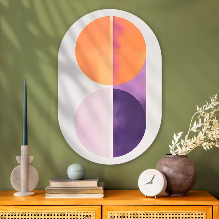 Muurovaal - Glas - Cirkels - Abstract - Paars — 2