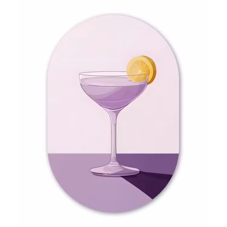Muurovaal - Glas - Cocktail - Paars - Minimalistisch - Citroen — 1