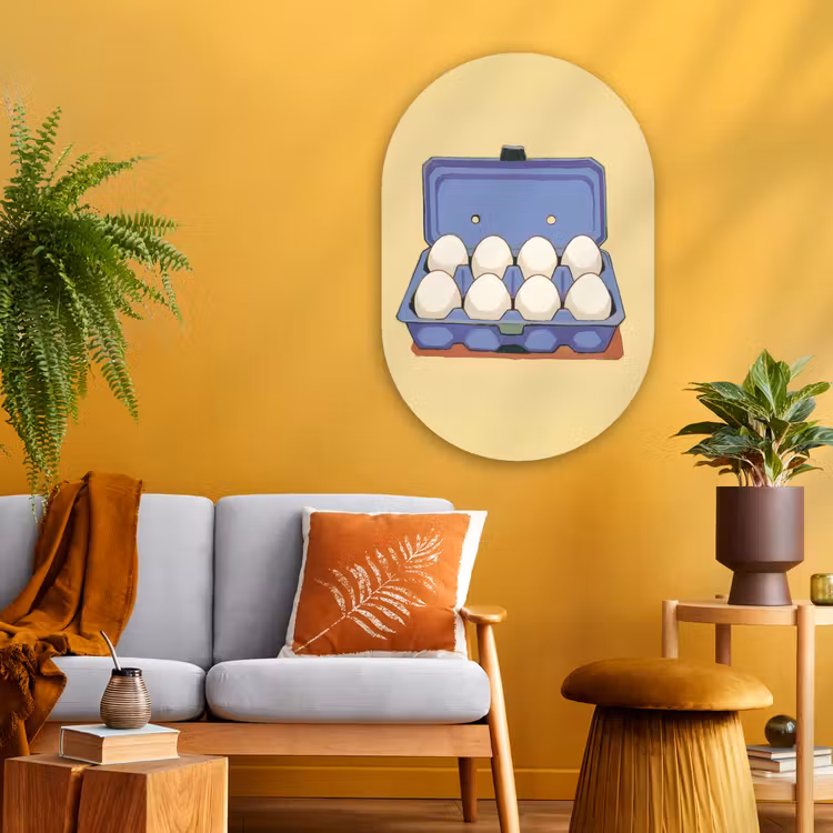 Muurovaal - Glas - Eieren - Doos - Minimalistisch - Blauw — 3