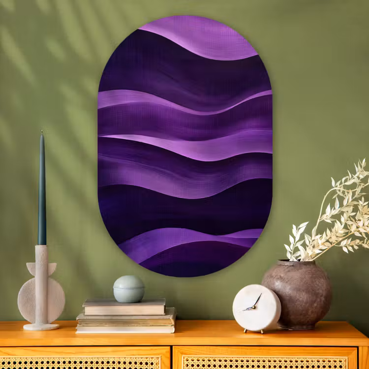 Muurovaal - Glas - Golven - Abstract - Paars — 2