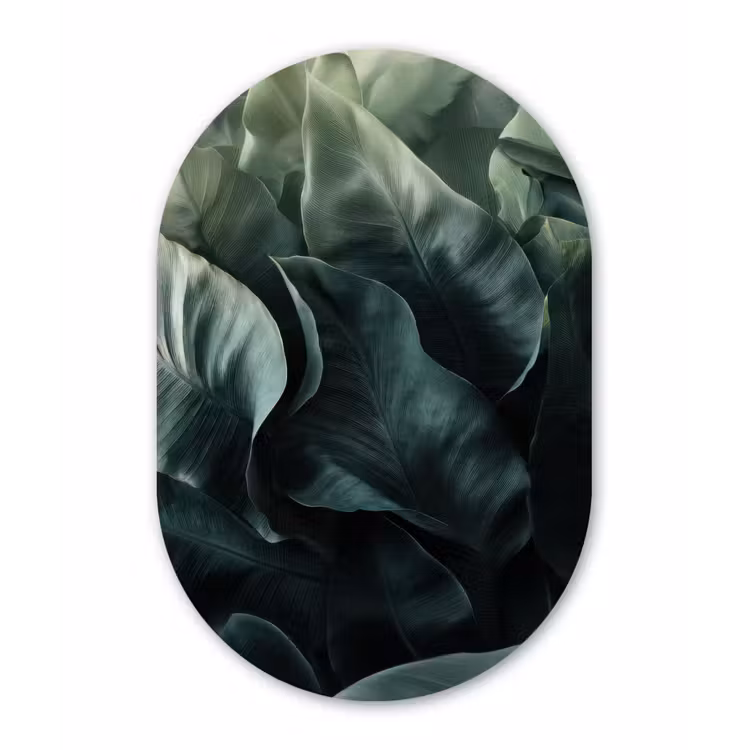 Muurovaal - Glas - Groen - Bladeren - Glad - Nerven — 1
