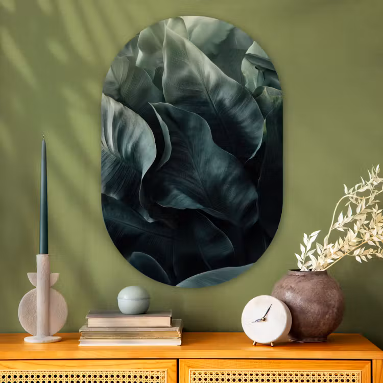 Muurovaal - Glas - Groen - Bladeren - Glad - Nerven — 2