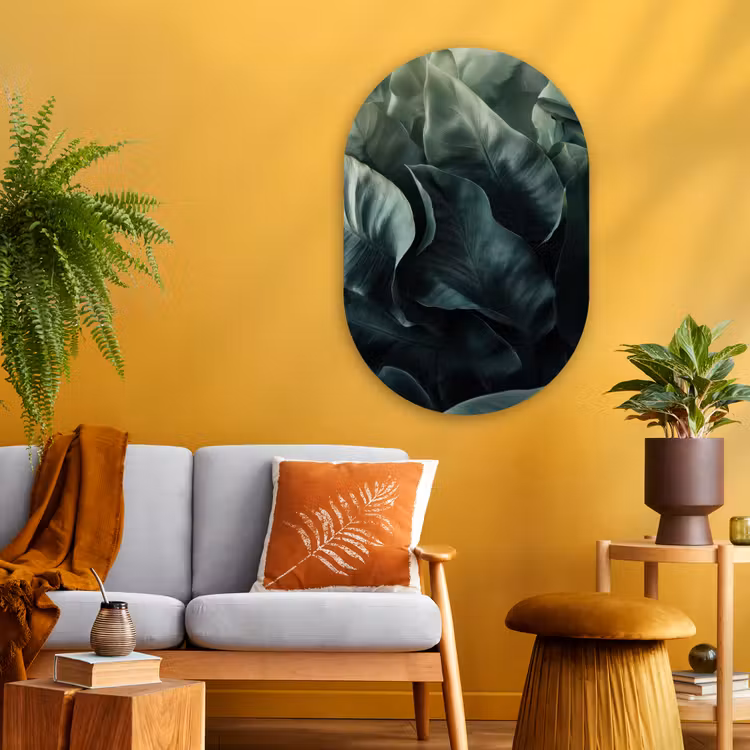 Muurovaal - Glas - Groen - Bladeren - Glad - Nerven — 3