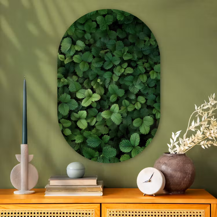 Muurovaal - Glas - Groen - Bladeren - Kartel - Zonlicht — 2