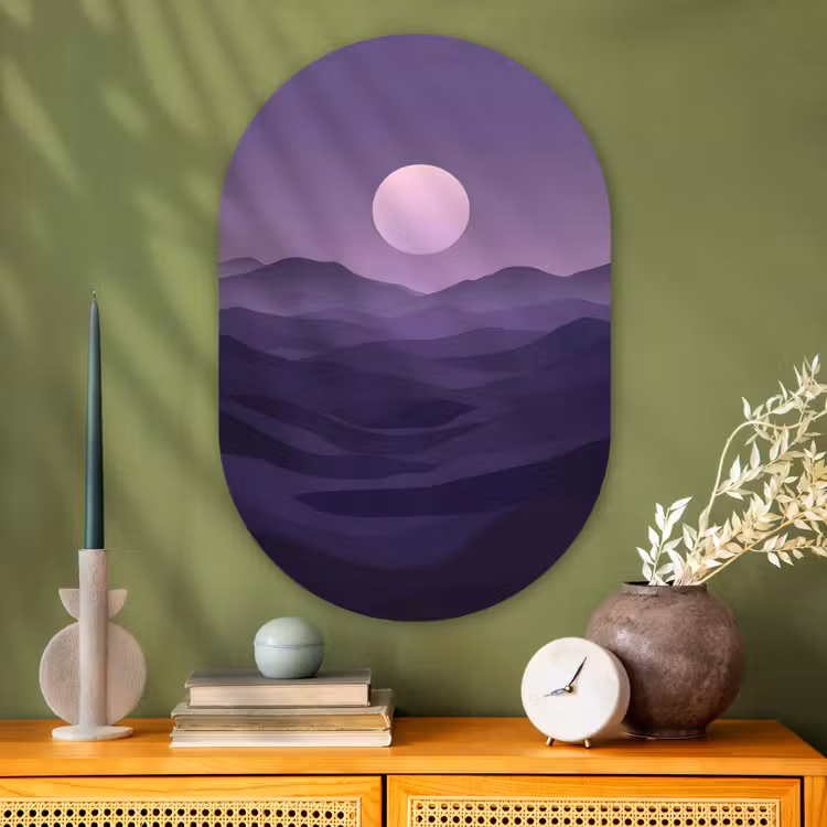 Muurovaal - Glas - Heuvels - Paars - Mist - Zon — 2