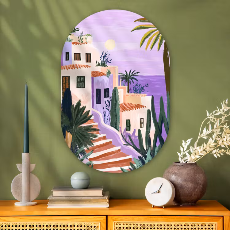 Muurovaal - Glas - Huizen - Minimalistisch - Palmbomen - Kust — 2