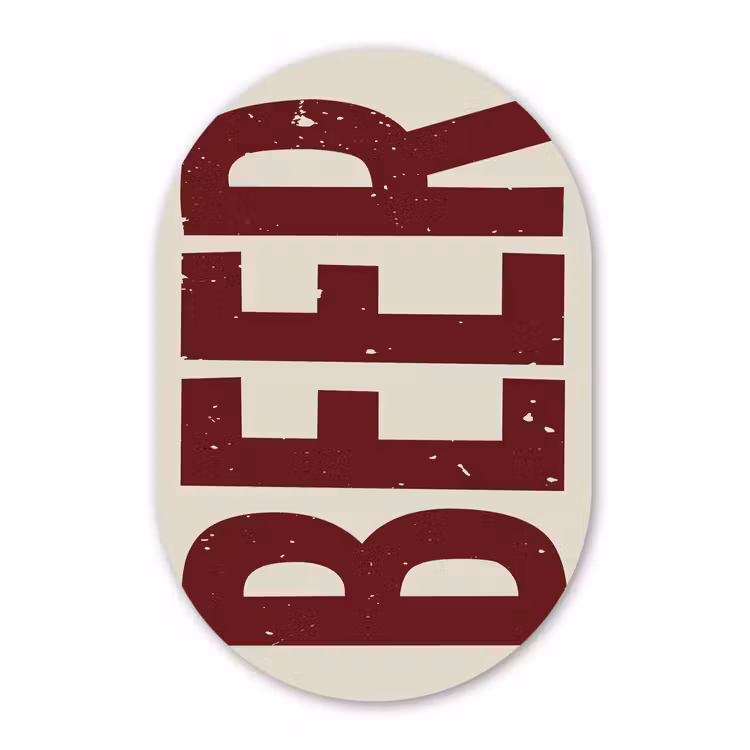 Muurovaal - Glas - Japandi - Beer - Red - Retro — 1