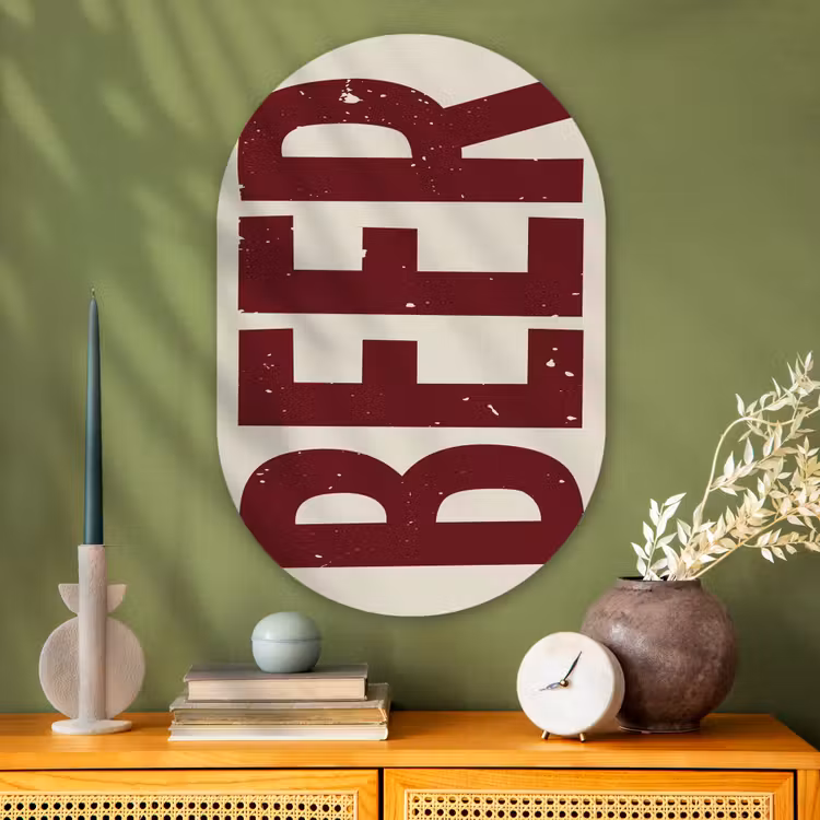 Muurovaal - Glas - Japandi - Beer - Red - Retro — 2