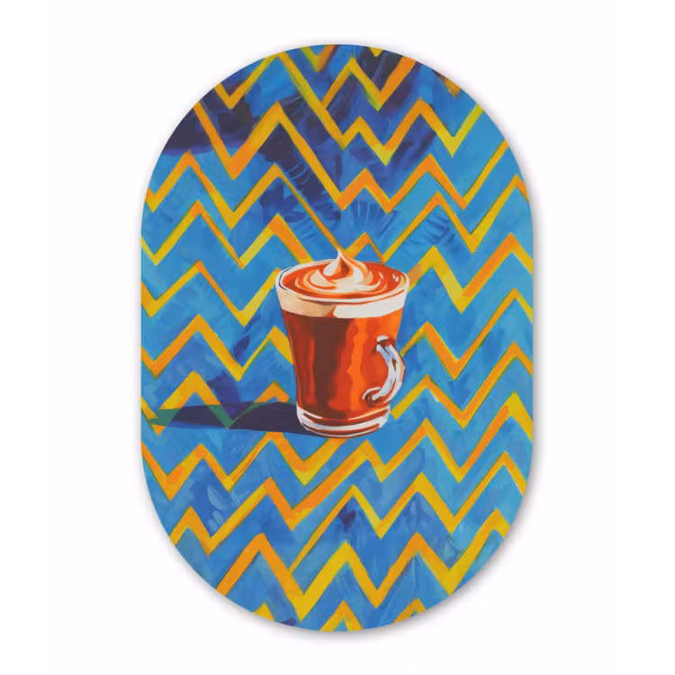 Muurovaal - Glas - Mok - Koffie - Zigzag - Slagroom — 1