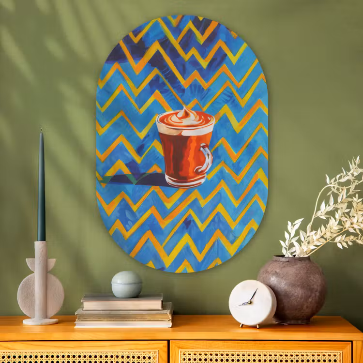 Muurovaal - Glas - Mok - Koffie - Zigzag - Slagroom — 2