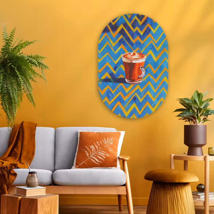 Muurovaal - Glas - Mok - Koffie - Zigzag - Slagroom — 3