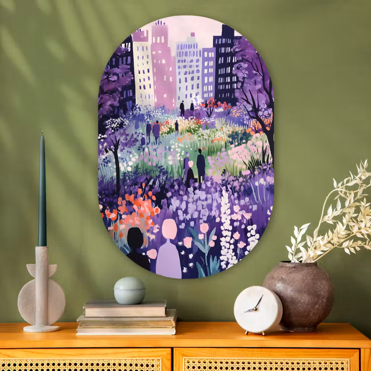 Muurovaal - Glas - Park - Bomen - Bloemen - Gebouwen — 2