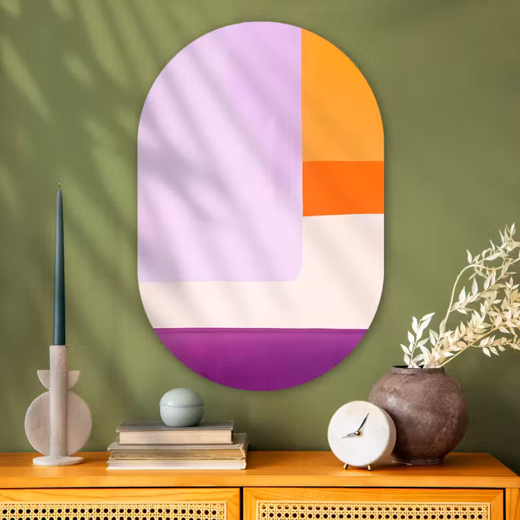 Muurovaal - Glas - Vlakken - Abstract - Rechthoekig - Oranje — 2