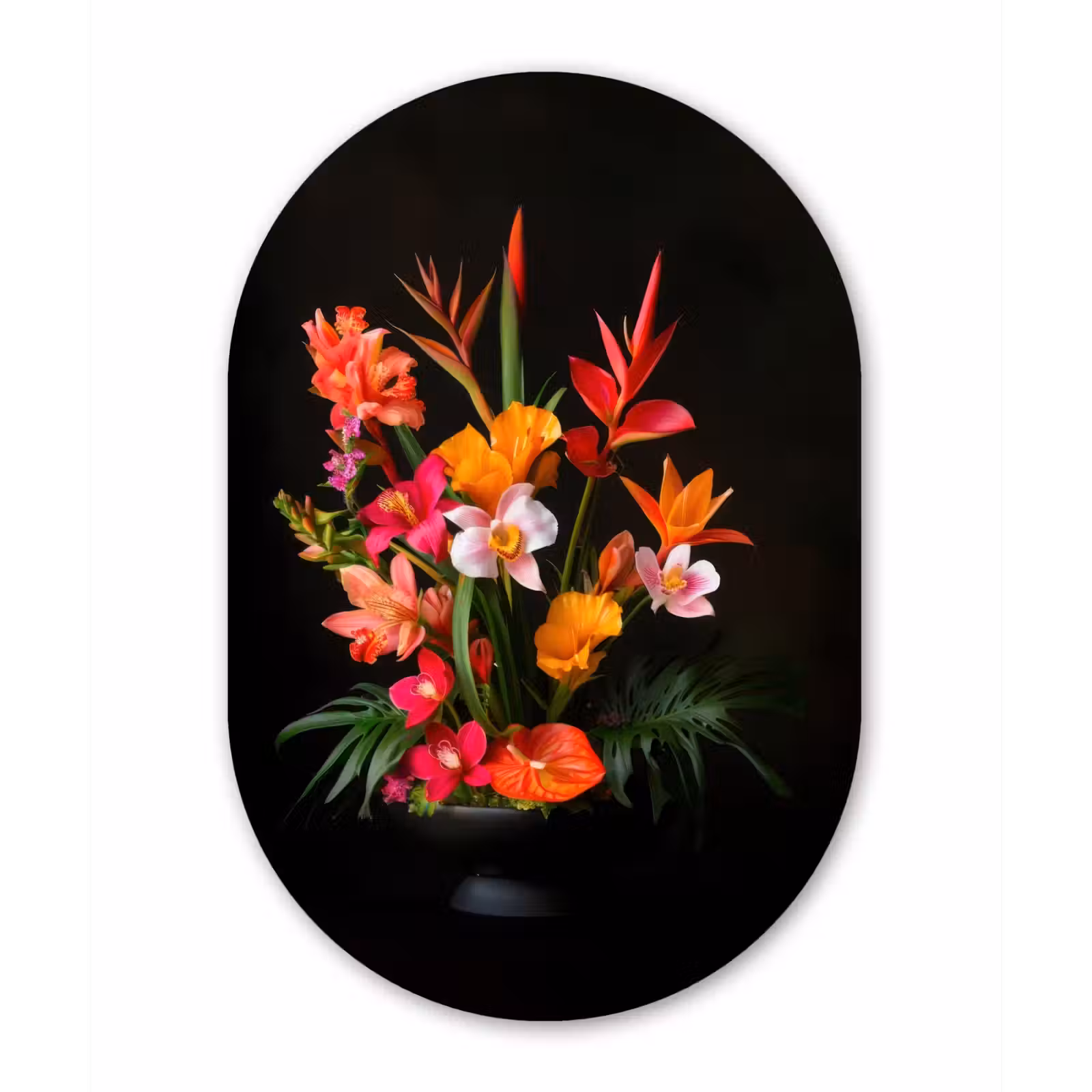 Muurovaal - Glas - Boeket - Bloemen - Exotisch — 1
