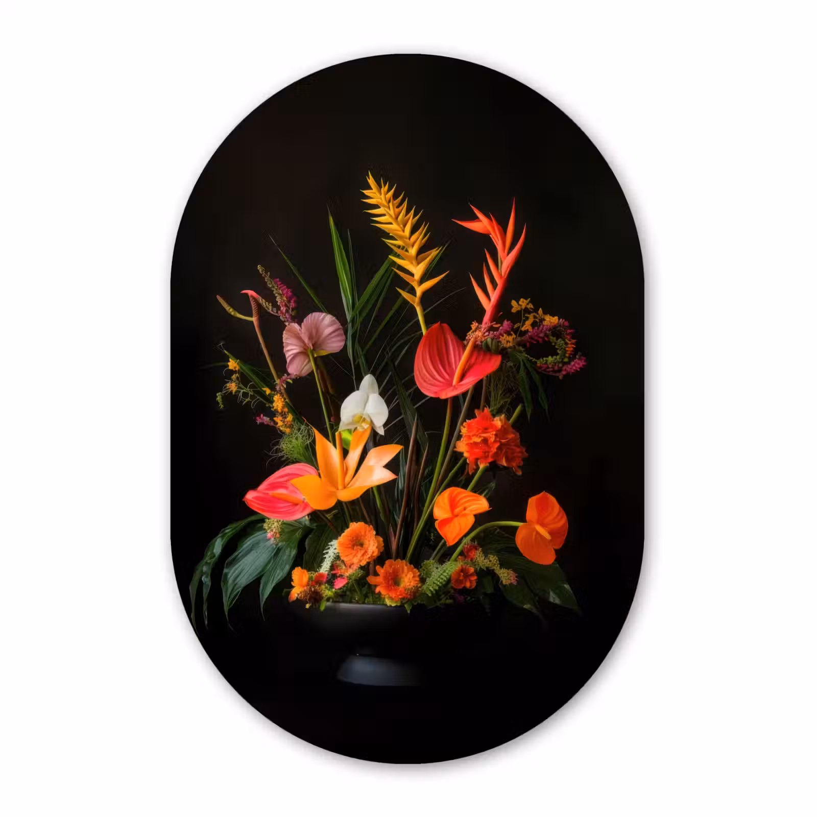 Muurovaal - Glas - Schaal - Boeket - Bloemen — 1