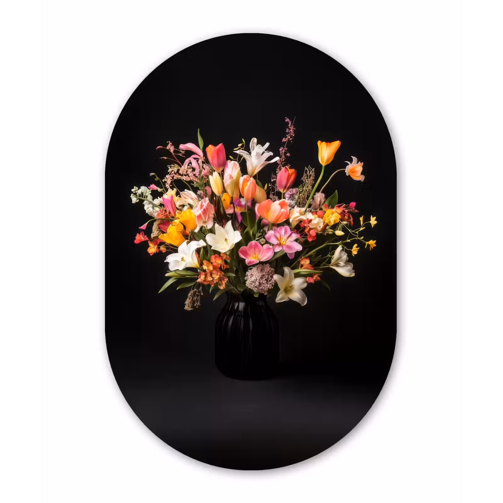 Muurovaal - Glas - Vaas - Bloemen - Tulpen — 1
