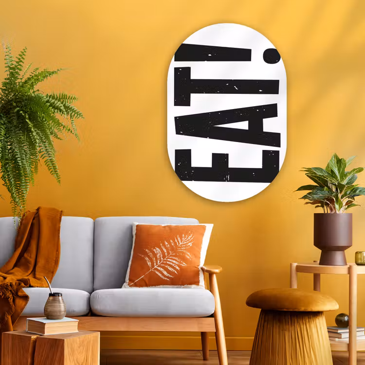 Muurovaal - Glas - Decoratie - Eten - Zwart - Wit — 3