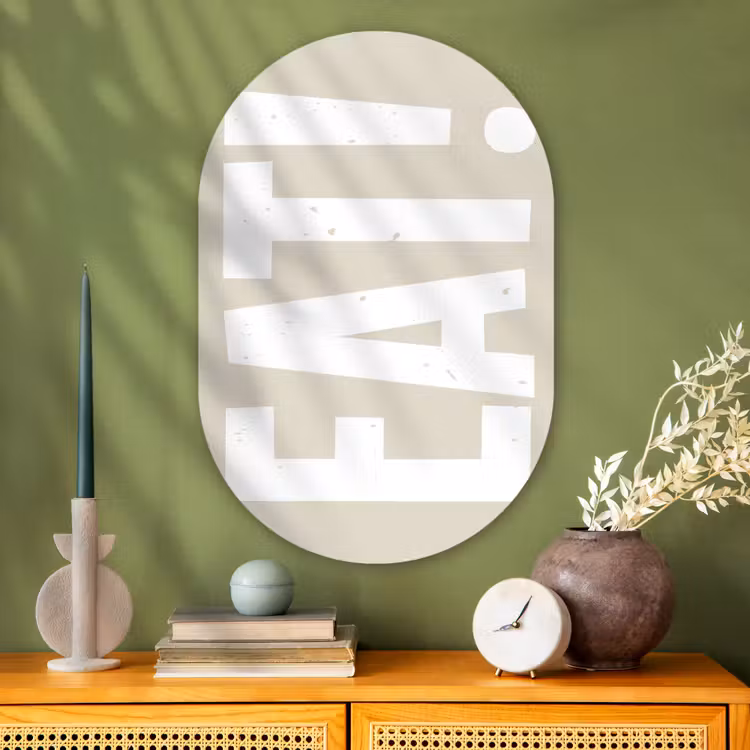 Muurovaal - Glas - Eten - Decoratie - Beige - Wit — 2