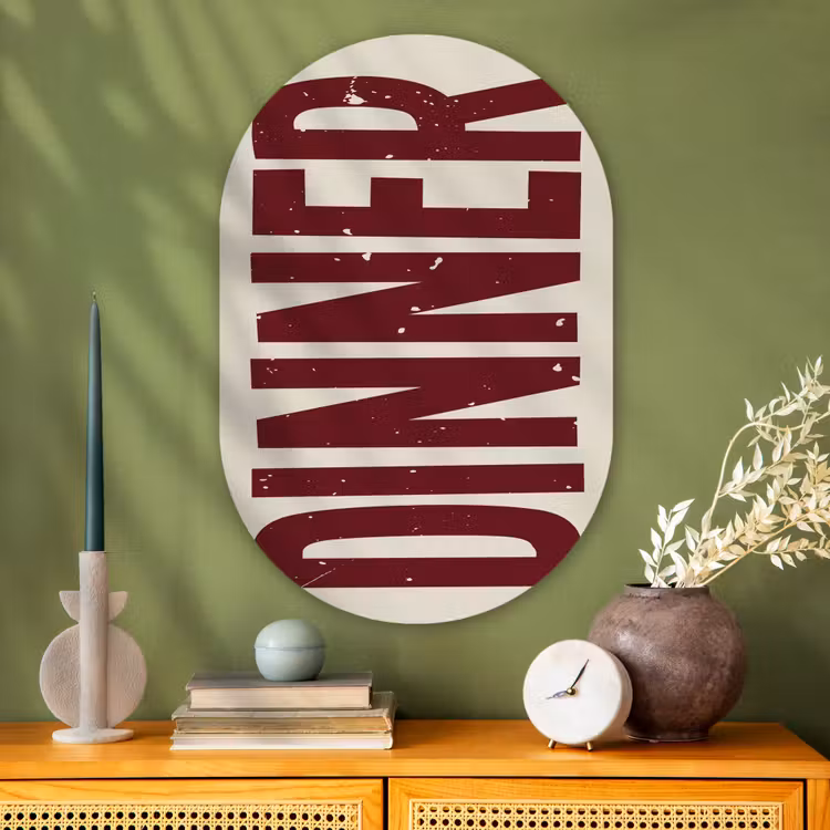 Muurovaal - Glas - Eten - Decoratie - Rood - Vintage — 2