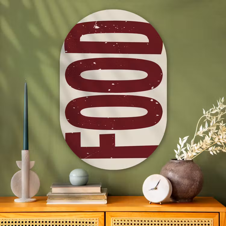Muurovaal - Glas - Eten - Japandi - Rood - Decoratie — 2