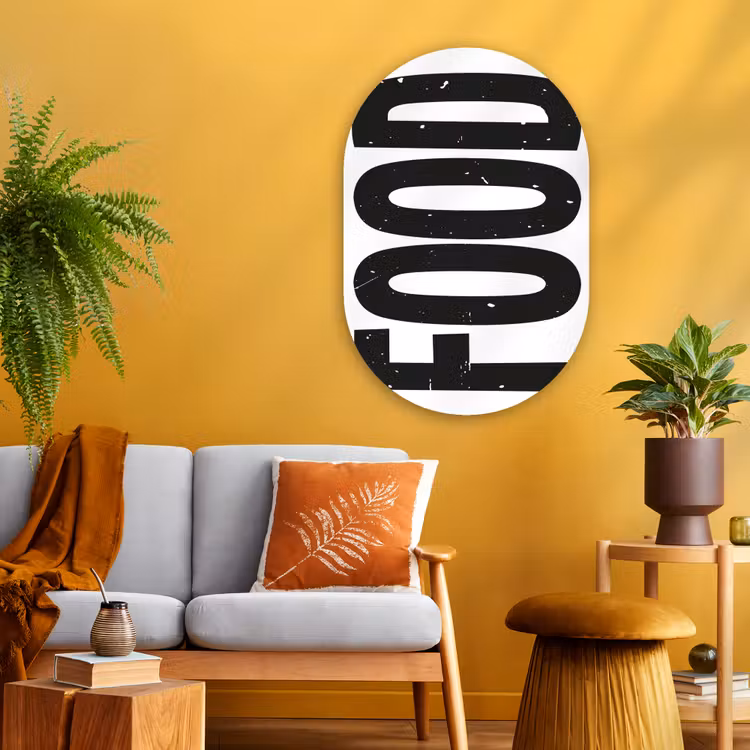 Muurovaal - Glas - Food - Zwart - Wit - Decoratie — 3